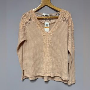 NWT Coco Jaimeson BLUSH Lace WAFFLE Shirt WOMEN Small